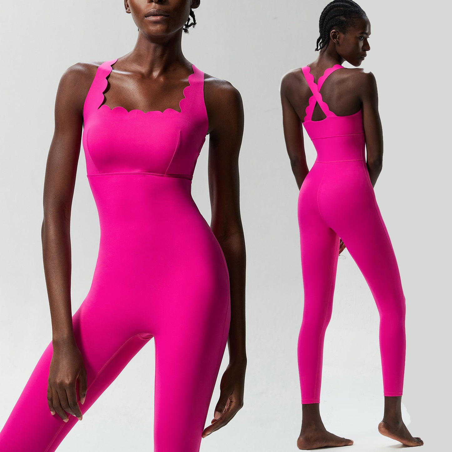 Cross-border small wave beautiful back yoga fitness jumpsuit women's large size tight dance running vest jumpsuit