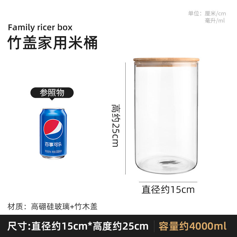 Manufacturers directly supply high borosilicate glass sealed jars kitchen sealed storage jars tea cans wooden lid glass storage jars