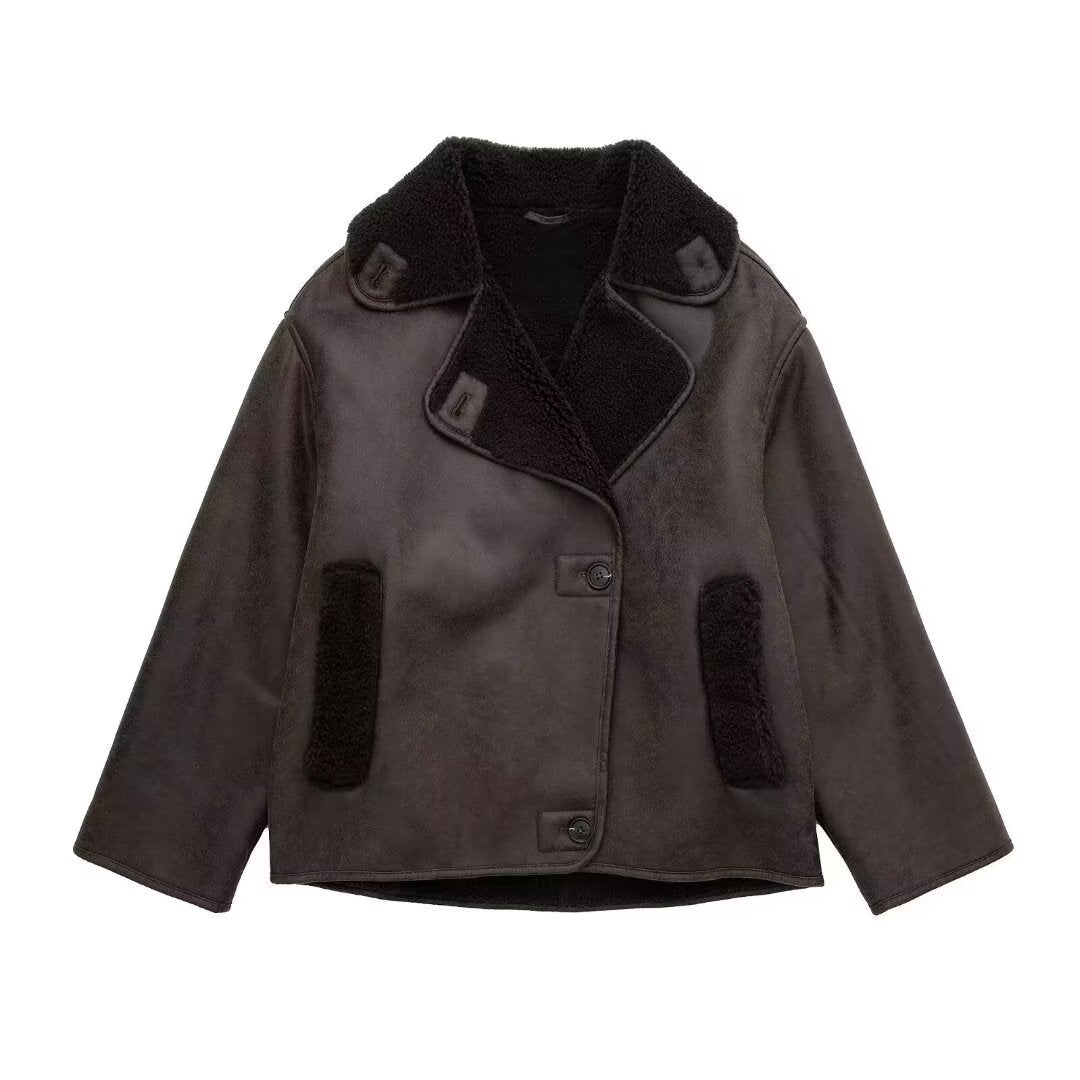 Foreign trade women's autumn and winter new loose fur integrated warm jacket women's mlb coat clothes
cotton clothes