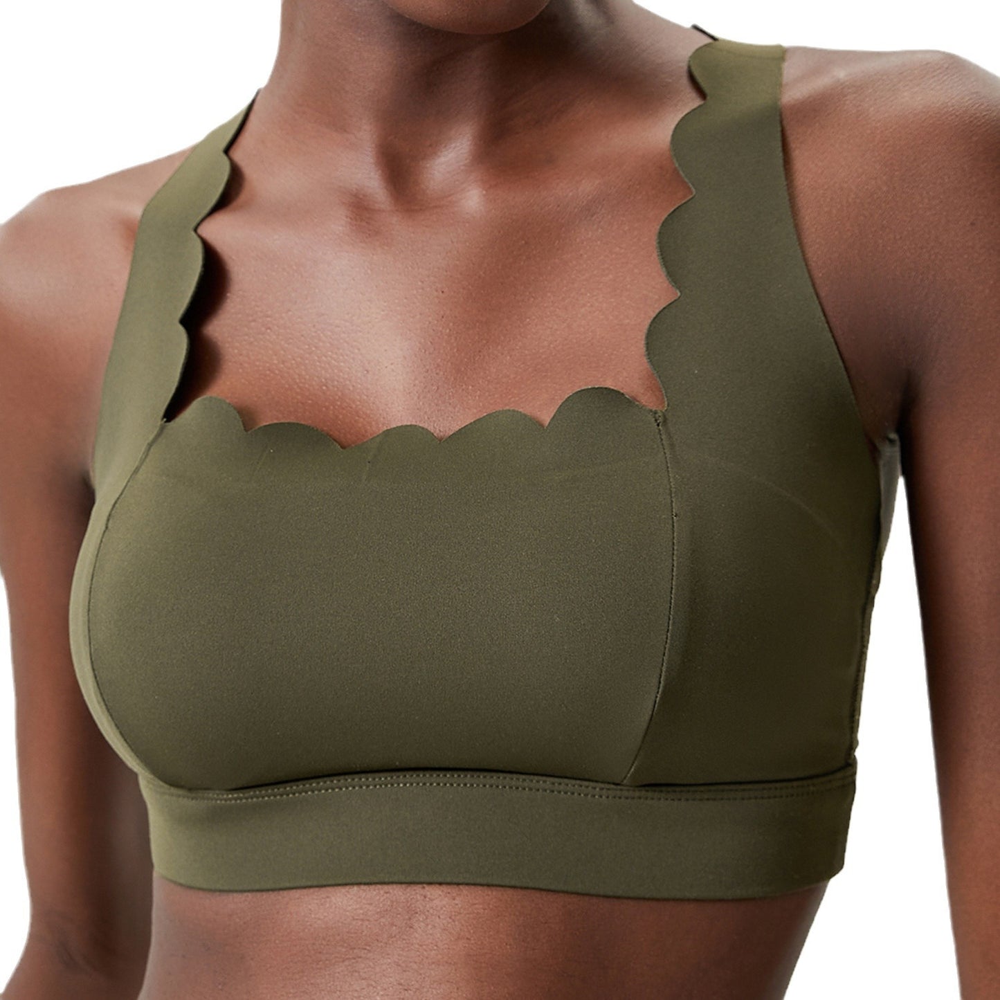 Small wave plastic elastic liquid glue sports underwear women's large size cross-border tight seamless quick-drying fitness yoga bra