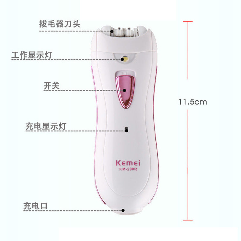 Kemei ladies hair remover KM-290R portable electric underarm hair removal instrument beauty device shaver