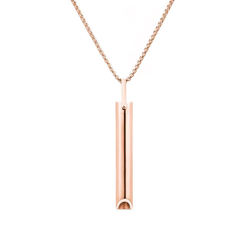 Amazon cross-border hot-selling stainless steel whistle to relieve anxiety meditation mindfulness breathing yoga titanium steel pendant necklace