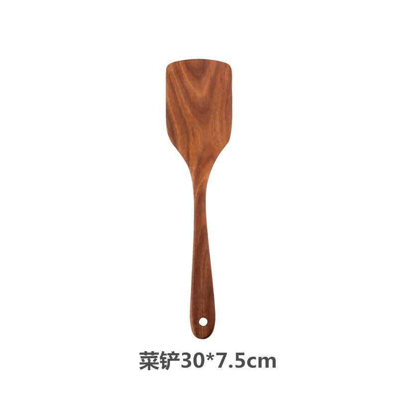 Teak cooking set Acacia wood kitchenware long handle spatula vegetable spatula solid wood spatula spoon fork non-stick pan kitchen 10 piece set