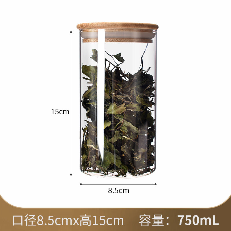 Manufacturers directly supply high borosilicate glass sealed jars kitchen sealed storage jars tea cans wooden lid glass storage jars