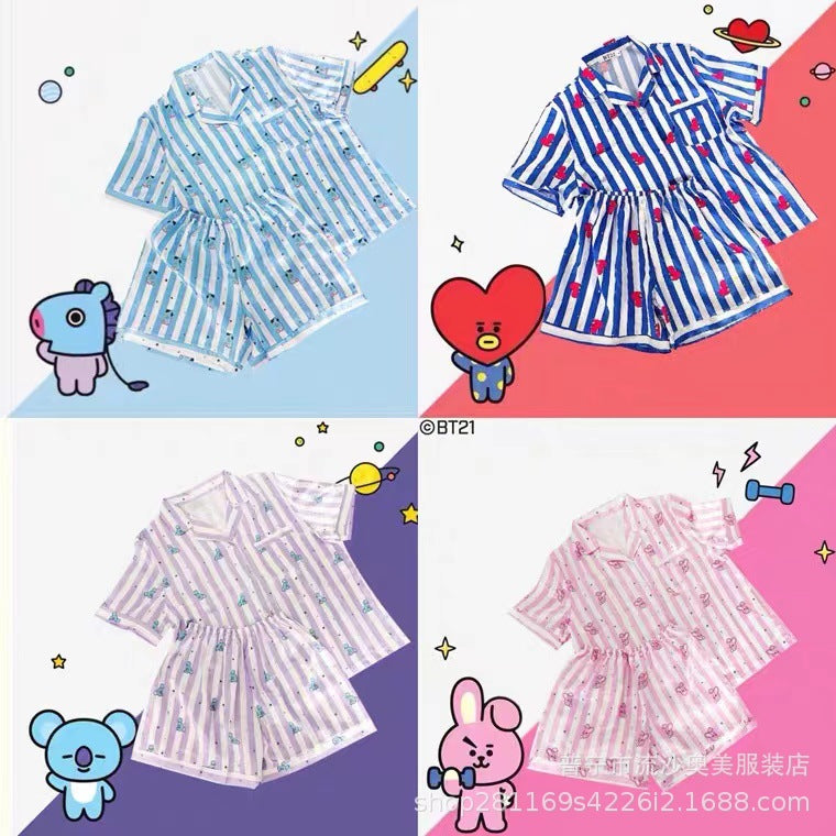 Foreign Trade Wholesale Southeast Asia Korean version of short-sleeved BTS pajamas women's home clothes suit summer