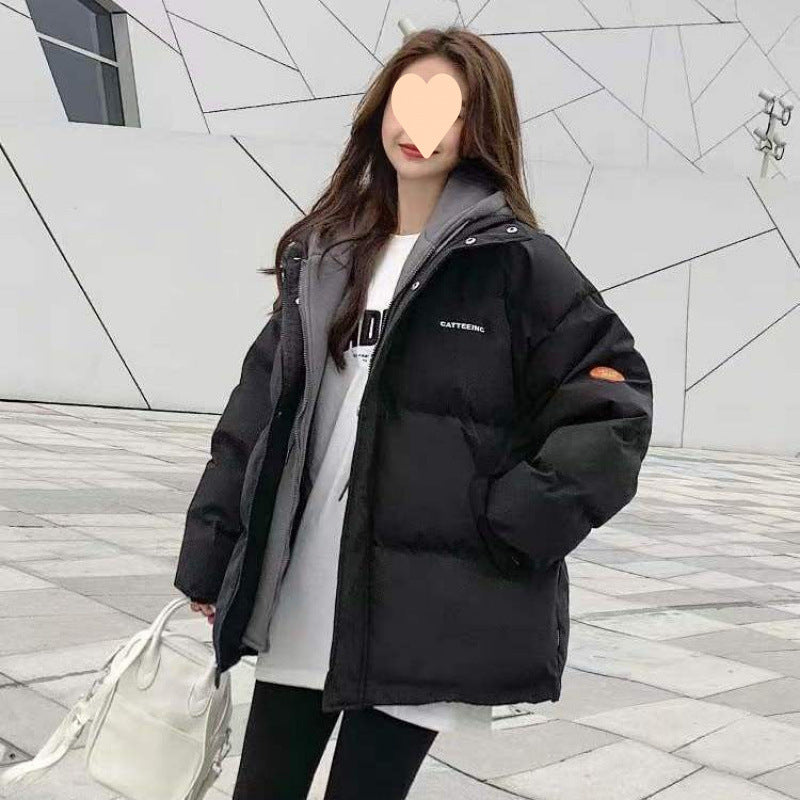Down cotton jacket for girls winter clothes 2024 new junior high school students cotton jacket short fake two-piece cotton coat