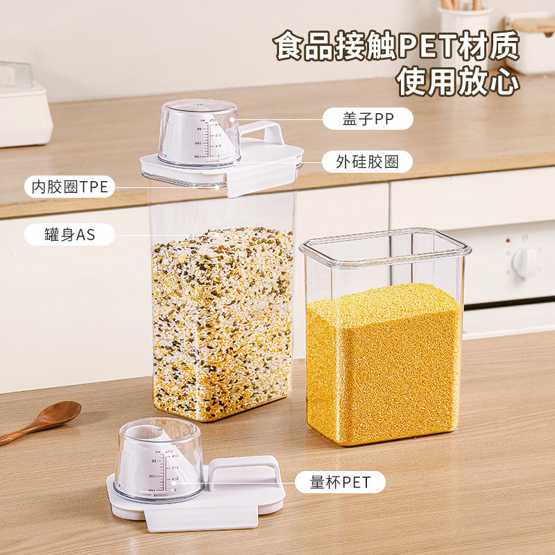 Kitchen grain storage jar grain storage jar transparent rice bucket flour jar plastic sealed jar storage box