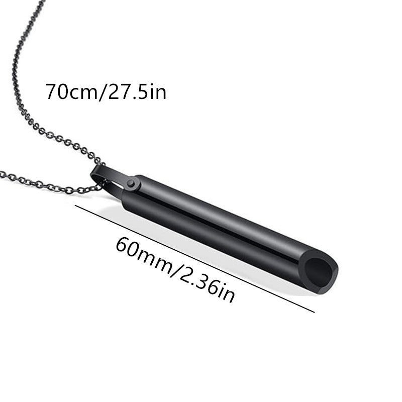 Amazon cross-border hot-selling stainless steel whistle to relieve anxiety meditation mindfulness breathing yoga titanium steel pendant necklace