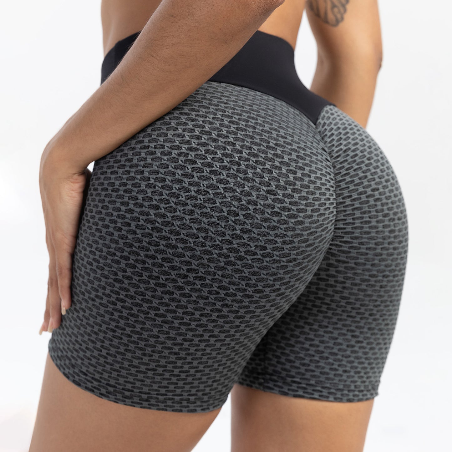 Sports shorts women high waist peach hip yoga pants bubble jacquard fitness pants summer tight shorts