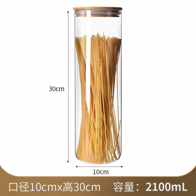 Manufacturers directly supply high borosilicate glass sealed jars kitchen sealed storage jars tea cans wooden lid glass storage jars