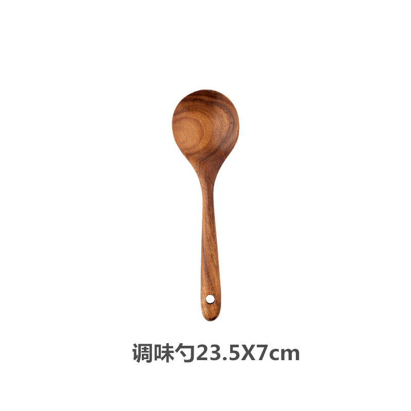 Teak cooking set Acacia wood kitchenware long handle spatula vegetable spatula solid wood spatula spoon fork non-stick pan kitchen 10 piece set