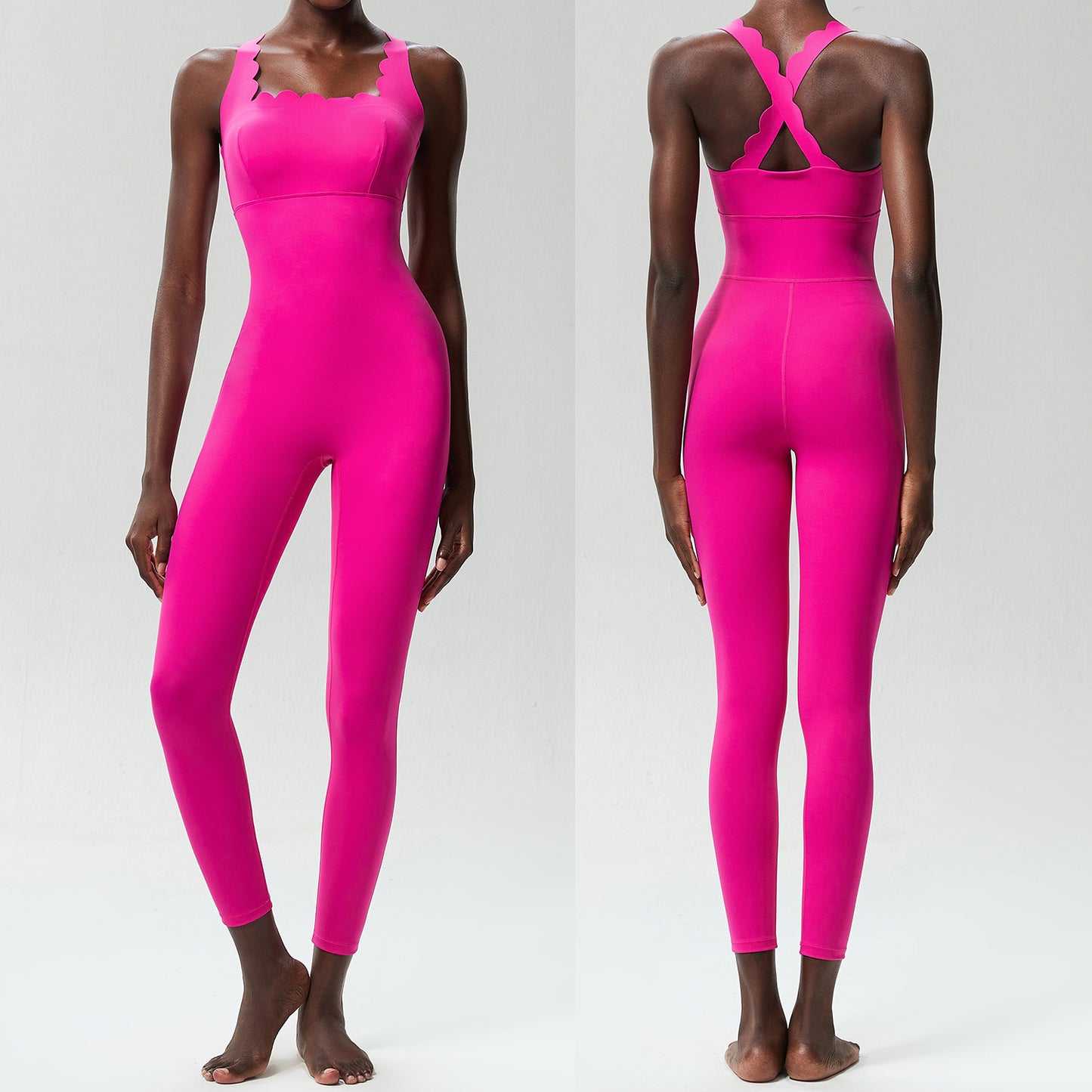 Cross-border small wave beautiful back yoga fitness jumpsuit women's large size tight dance running vest jumpsuit