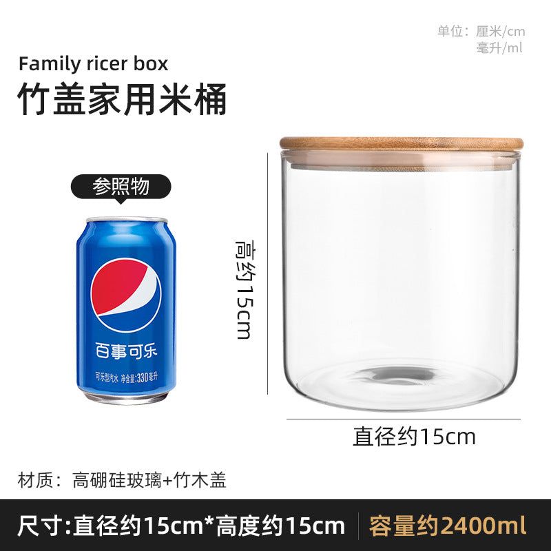 Manufacturers directly supply high borosilicate glass sealed jars kitchen sealed storage jars tea cans wooden lid glass storage jars