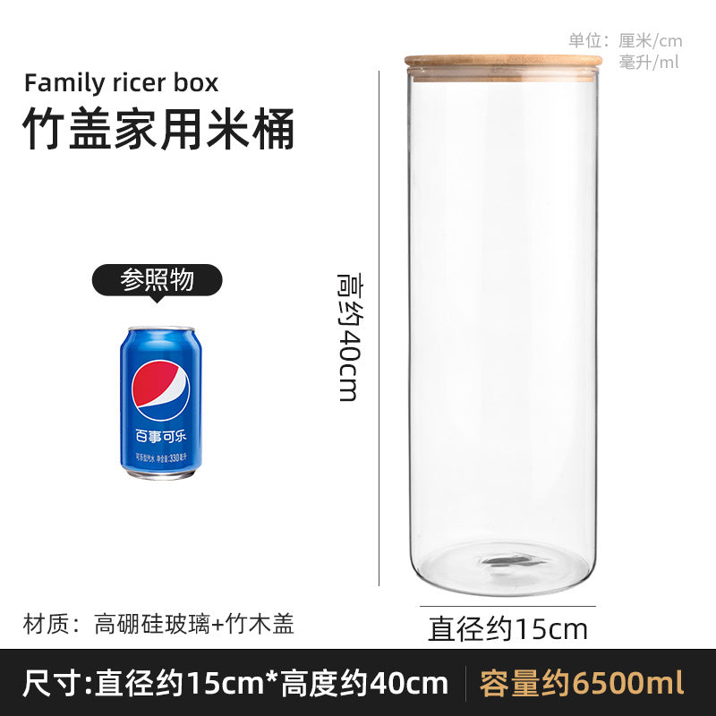 Manufacturers directly supply high borosilicate glass sealed jars kitchen sealed storage jars tea cans wooden lid glass storage jars