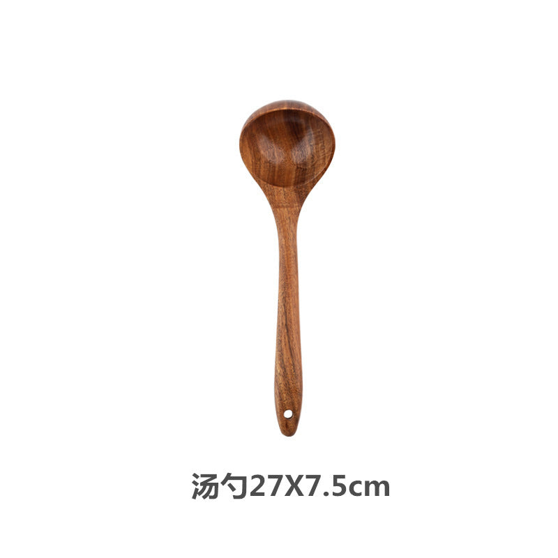 Teak cooking set Acacia wood kitchenware long handle spatula vegetable spatula solid wood spatula spoon fork non-stick pan kitchen 10 piece set