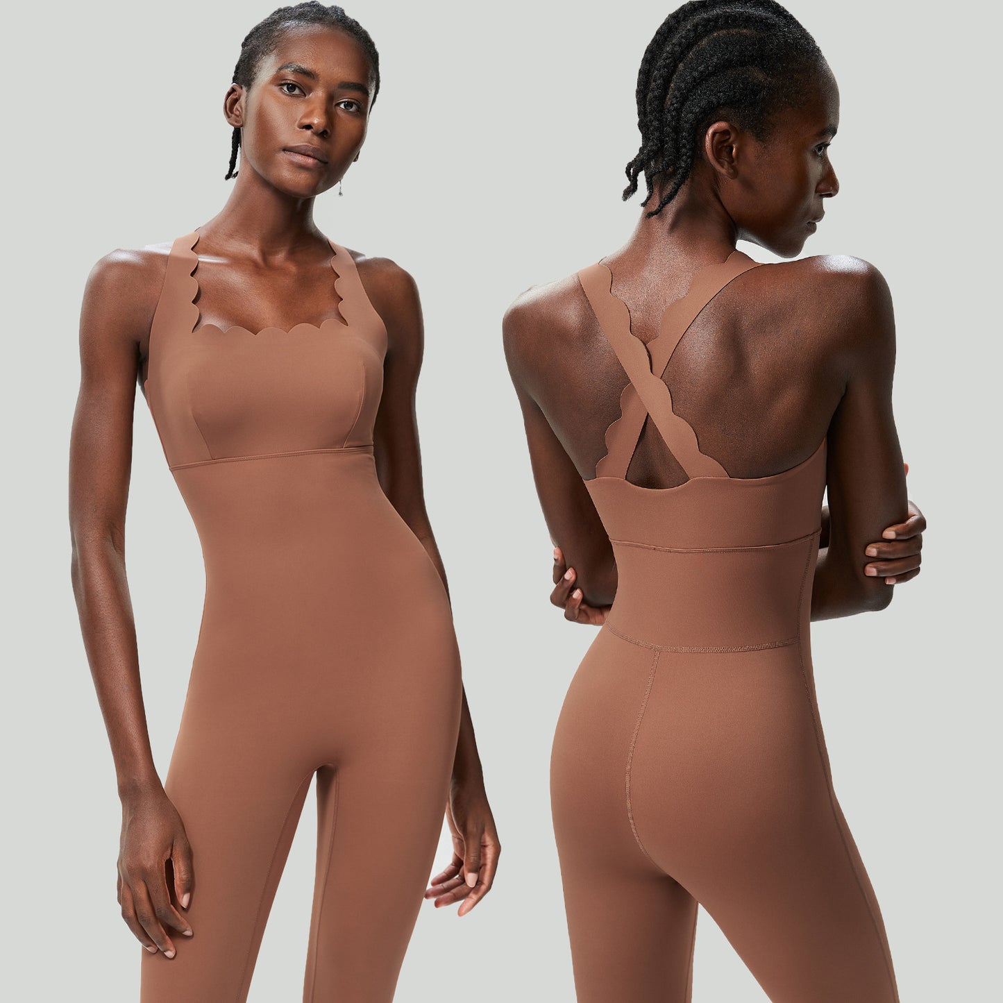 Cross-border small wave beautiful back yoga fitness jumpsuit women's large size tight dance running vest jumpsuit
