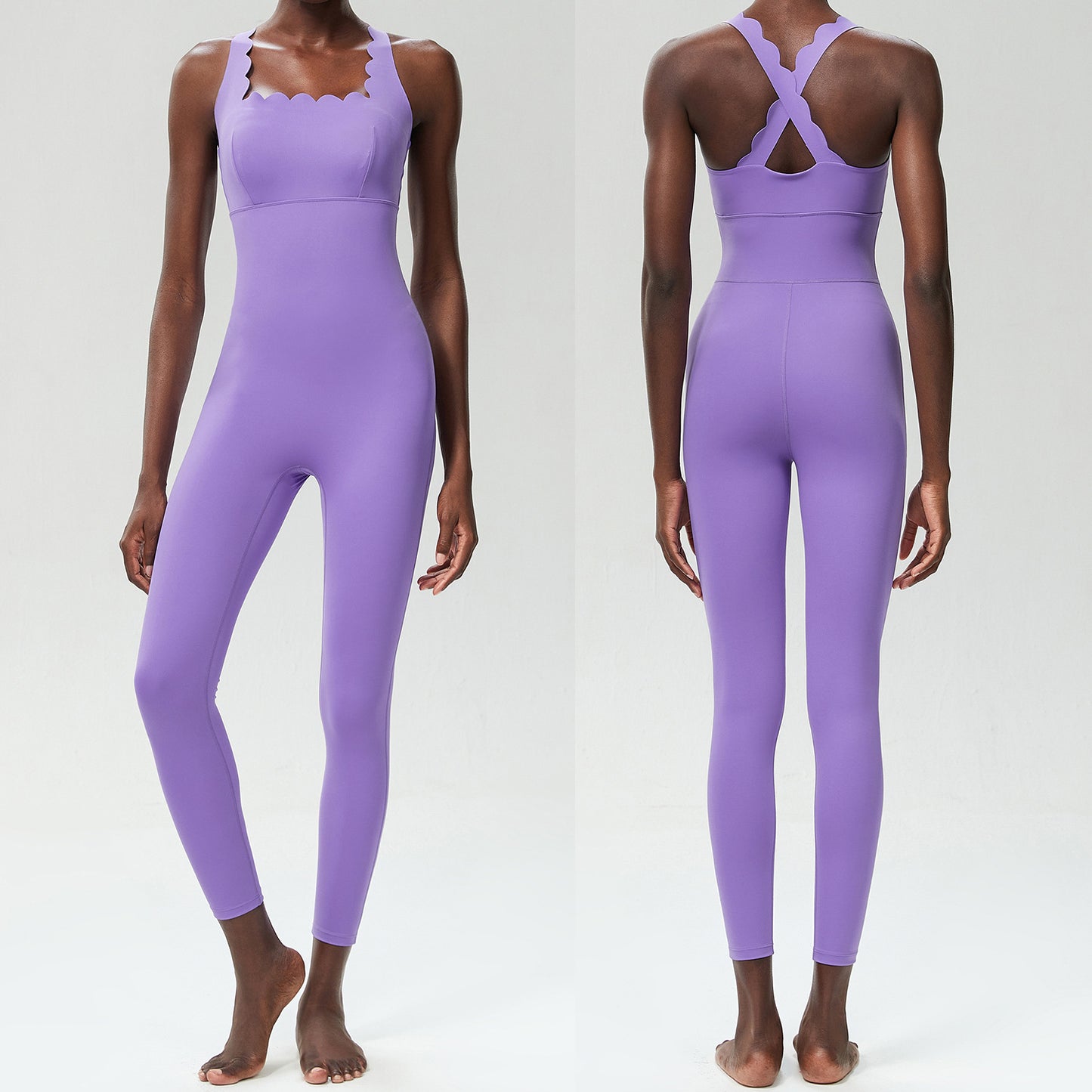 Cross-border small wave beautiful back yoga fitness jumpsuit women's large size tight dance running vest jumpsuit