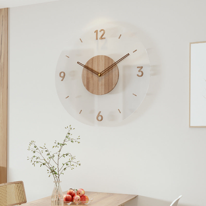 Clock wall clock living room 2022 new solid wood creative silent Nordic simple quartz clock atmospheric wall clock