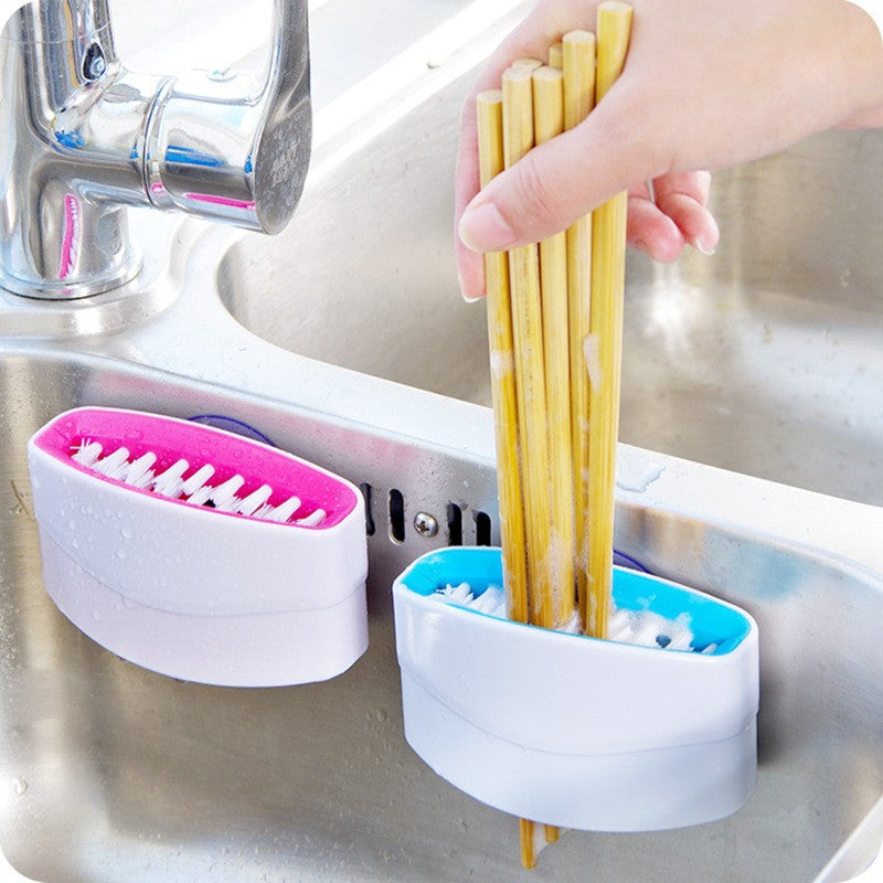 Creative kitchen knife and fork chopsticks cleaning brush with suction cup, fruit and vegetable cleaning brush, kitchen cleaning brush