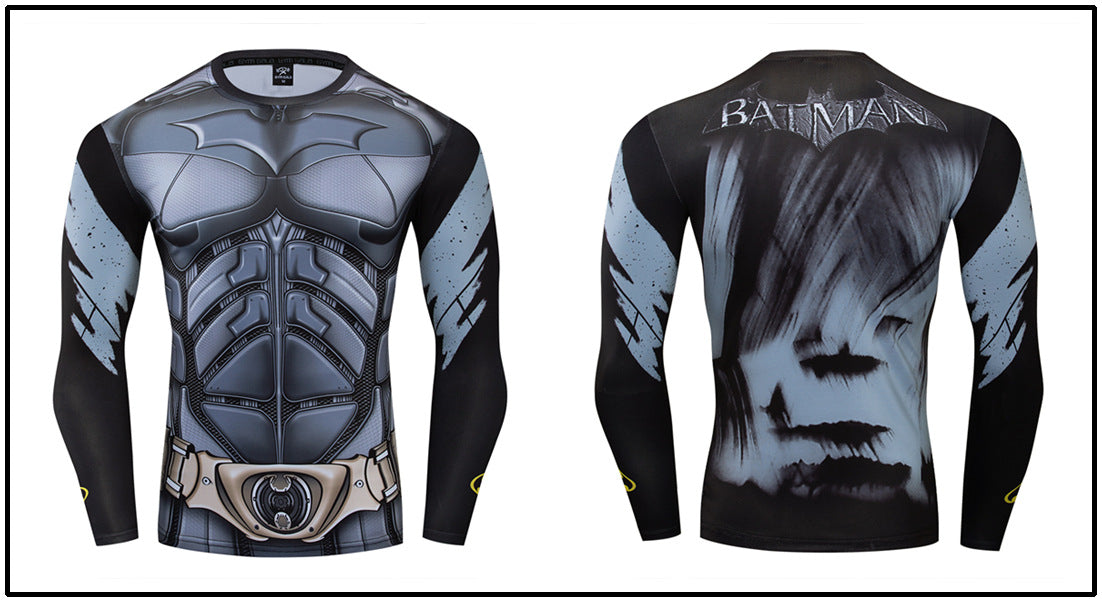 Foreign trade Amazon hot sale Avengers Marvel DC same clothing sports fitness quick-drying clothes long-sleeved T-shirt