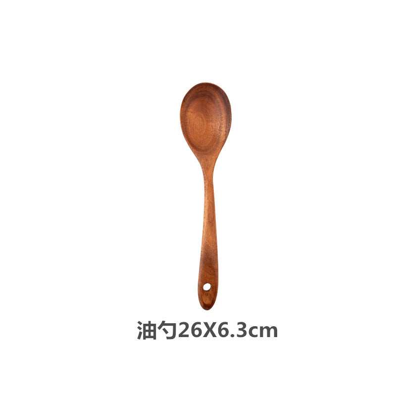 Teak cooking set Acacia wood kitchenware long handle spatula vegetable spatula solid wood spatula spoon fork non-stick pan kitchen 10 piece set