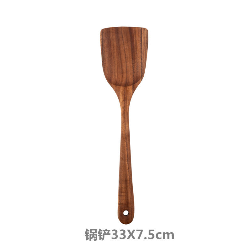 Teak cooking set Acacia wood kitchenware long handle spatula vegetable spatula solid wood spatula spoon fork non-stick pan kitchen 10 piece set