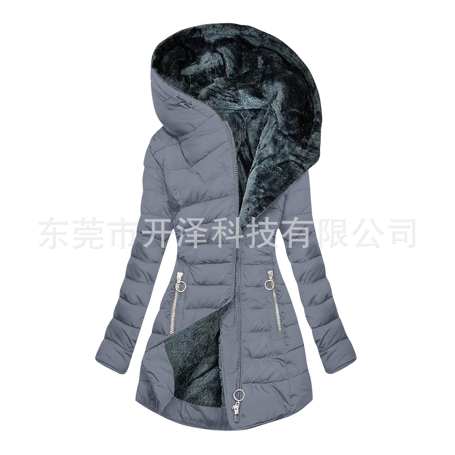 Spot 2024 new women's cotton clothes Amazon hot-selling mid-length slim cotton coat plus velvet thick hooded jacket