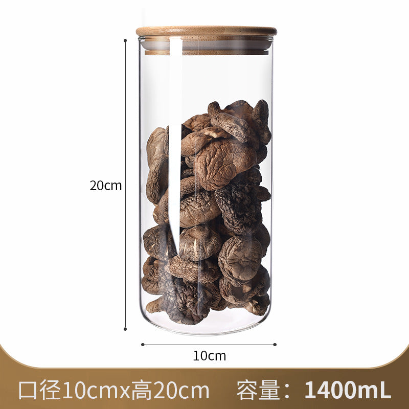 Manufacturers directly supply high borosilicate glass sealed jars kitchen sealed storage jars tea cans wooden lid glass storage jars