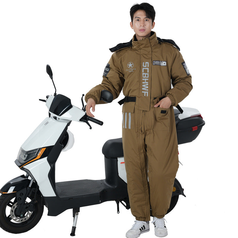 Winter outdoor cold-proof clothing one-piece work clothes cycling fishing takeaway running errands cold storage cycling clothes motorcycle windshield