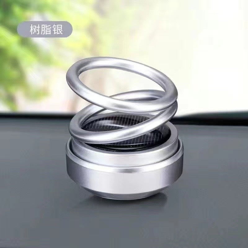 Car Aromatherapy Solar Double Ring Suspended Rotating Ornaments Creative Car Interior Decorations
