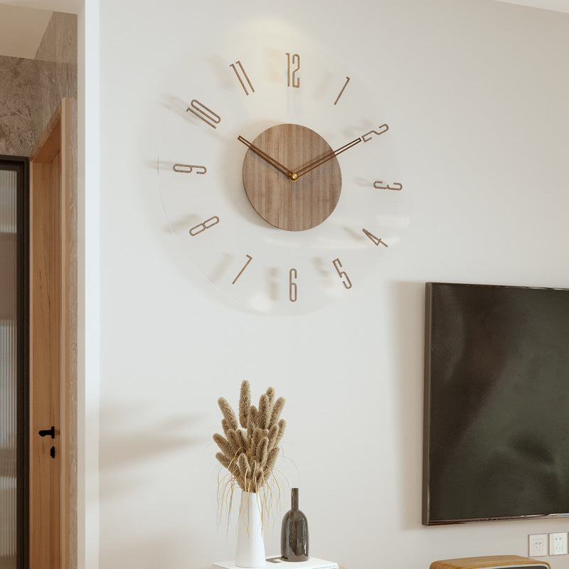 Clock wall clock living room 2022 new solid wood creative silent Nordic simple quartz clock atmospheric wall clock