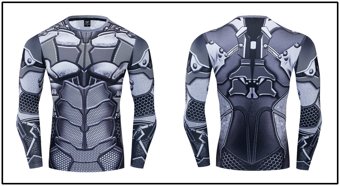 Foreign trade Amazon hot sale Avengers Marvel DC same clothing sports fitness quick-drying clothes long-sleeved T-shirt