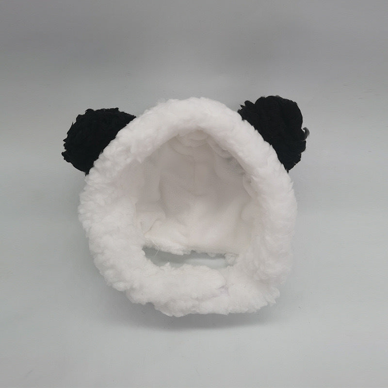 New pet hat bear plush head cover cute cat dog woven warm headdress dress up pet clothes