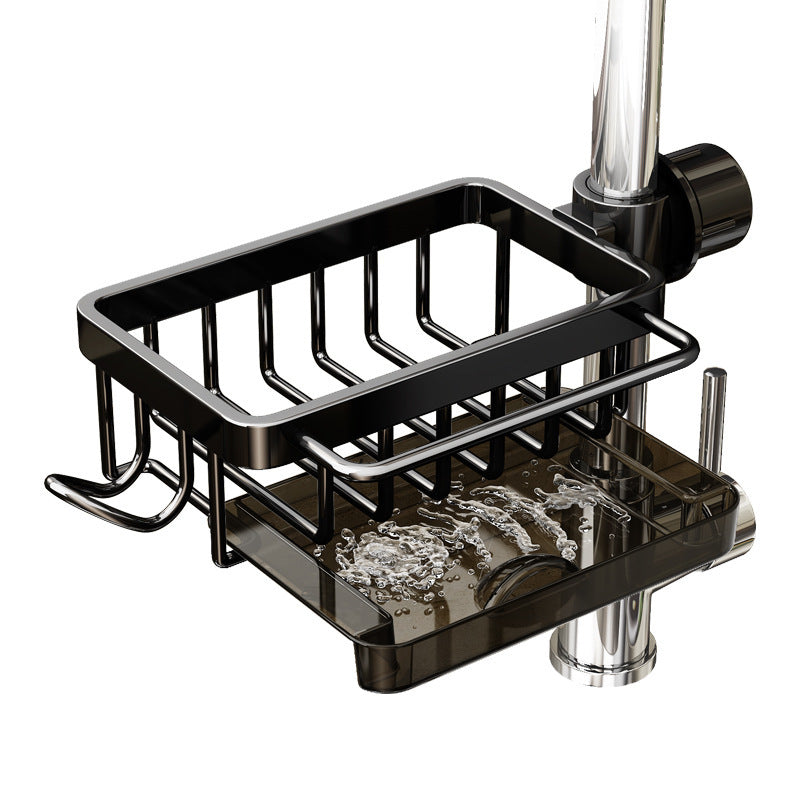 Space aluminum kitchen faucet rack dishwashing sink sink supplies household drain basket rag storage rack
