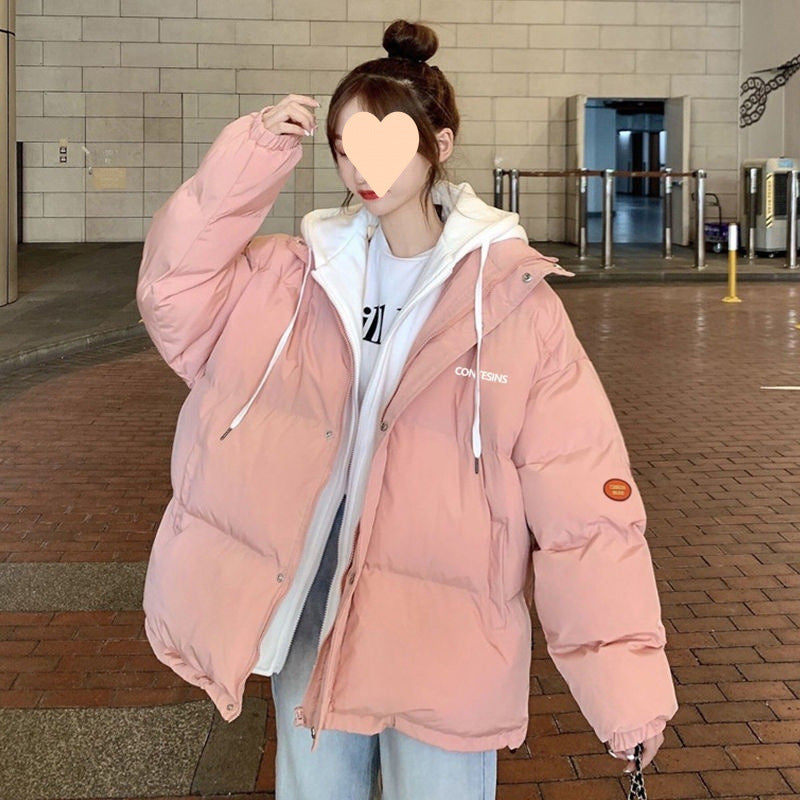 Down cotton jacket for girls winter clothes 2024 new junior high school students cotton jacket short fake two-piece cotton coat