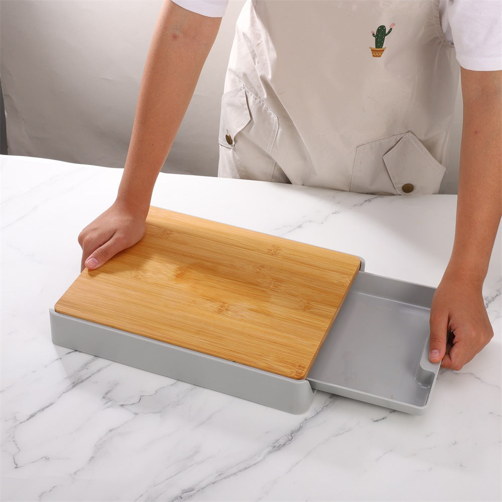 Household chopping board drawer-type chopping board bamboo chopping board can be hung multifunctional fruit and vegetable kitchen supplies cutting board