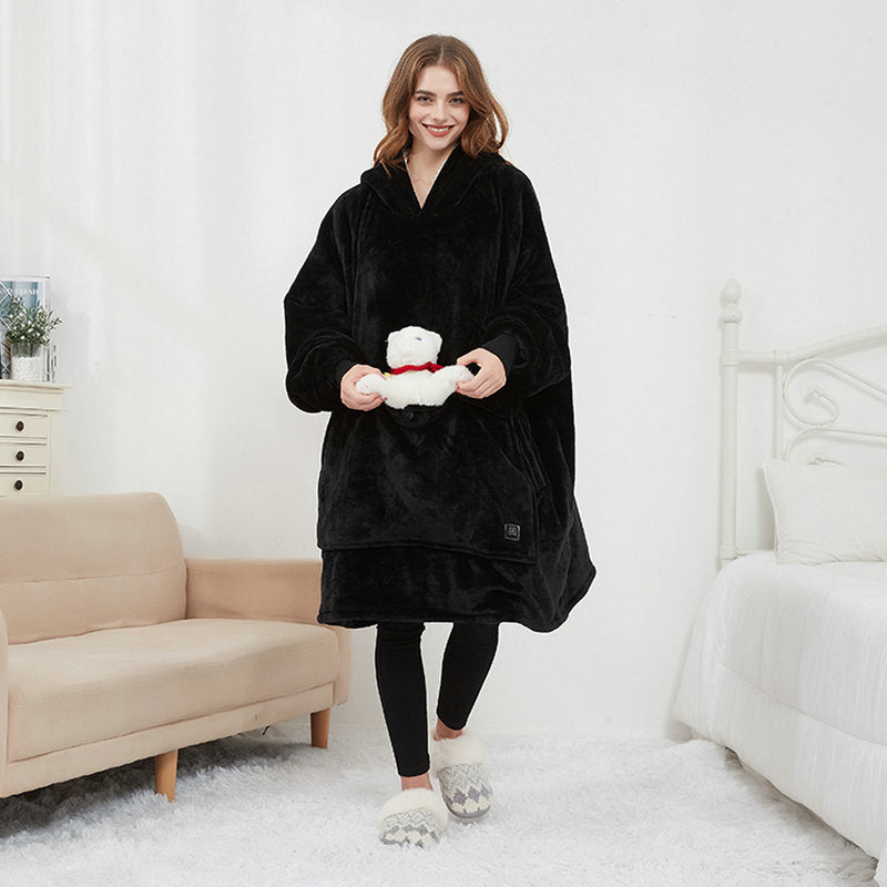 Three-zone heating electric blanket USB rechargeable sweater pullover heating couple home clothes thick large size hooded