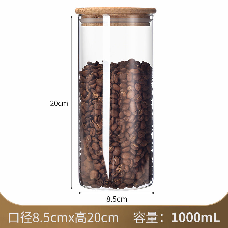 Manufacturers directly supply high borosilicate glass sealed jars kitchen sealed storage jars tea cans wooden lid glass storage jars