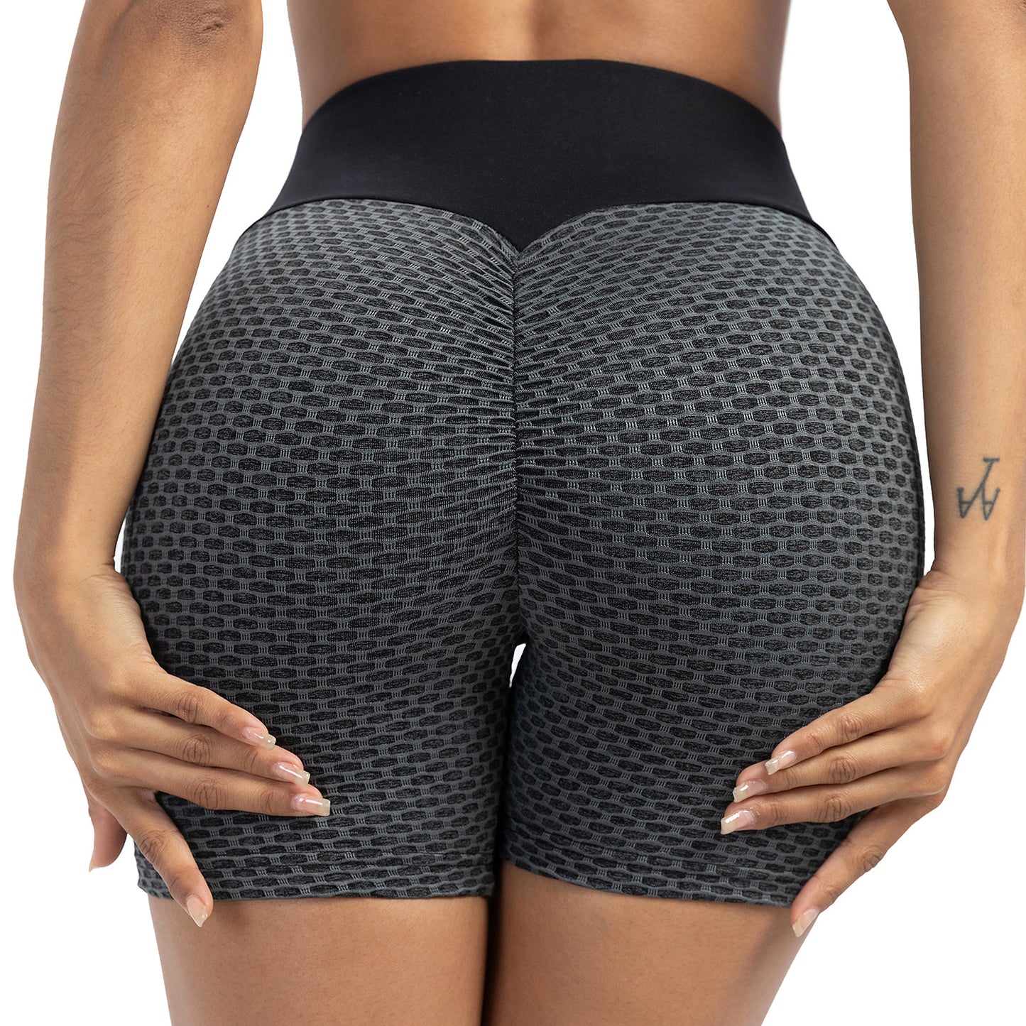 Sports shorts women high waist peach hip yoga pants bubble jacquard fitness pants summer tight shorts