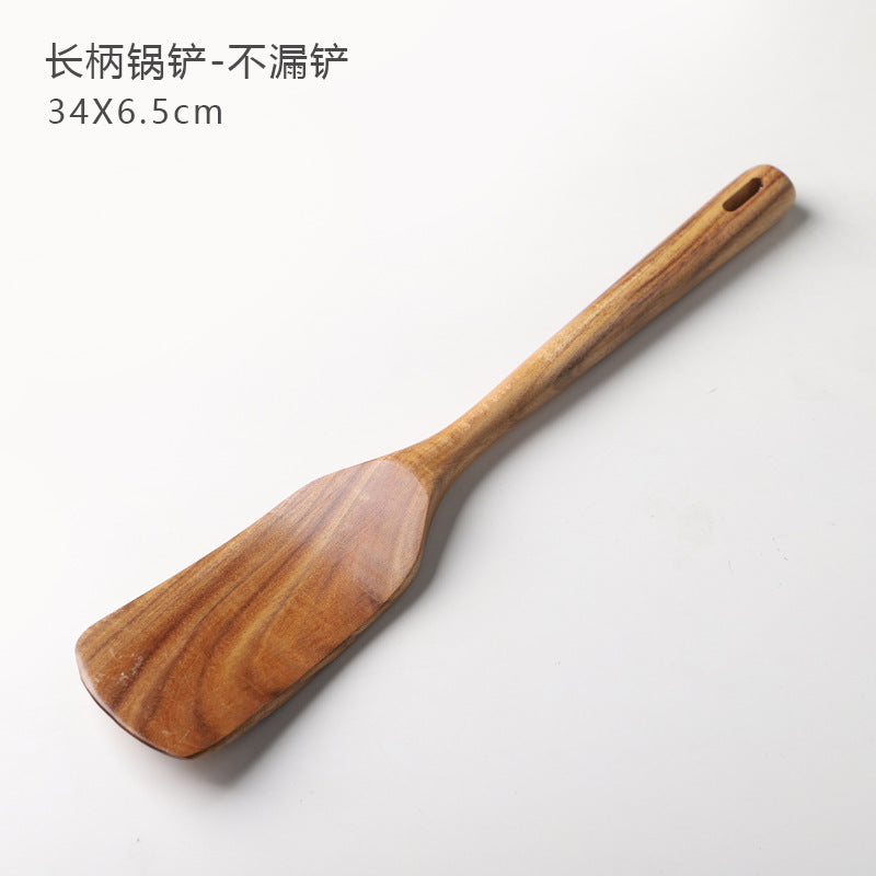 Teak cooking set Acacia wood kitchenware long handle spatula vegetable spatula solid wood spatula spoon fork non-stick pan kitchen 10 piece set