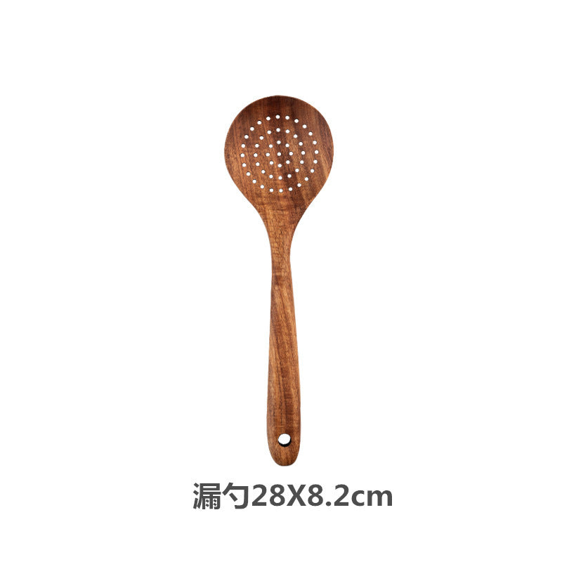 Teak cooking set Acacia wood kitchenware long handle spatula vegetable spatula solid wood spatula spoon fork non-stick pan kitchen 10 piece set
