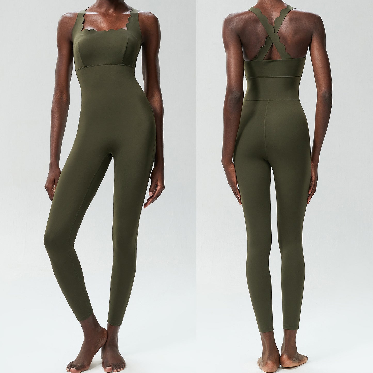 Cross-border small wave beautiful back yoga fitness jumpsuit women's large size tight dance running vest jumpsuit