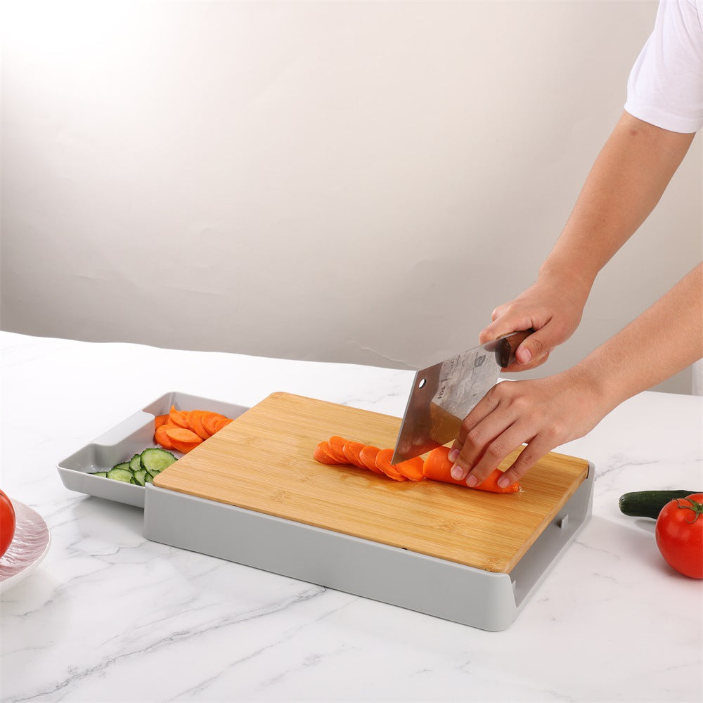 Household chopping board drawer-type chopping board bamboo chopping board can be hung multifunctional fruit and vegetable kitchen supplies cutting board