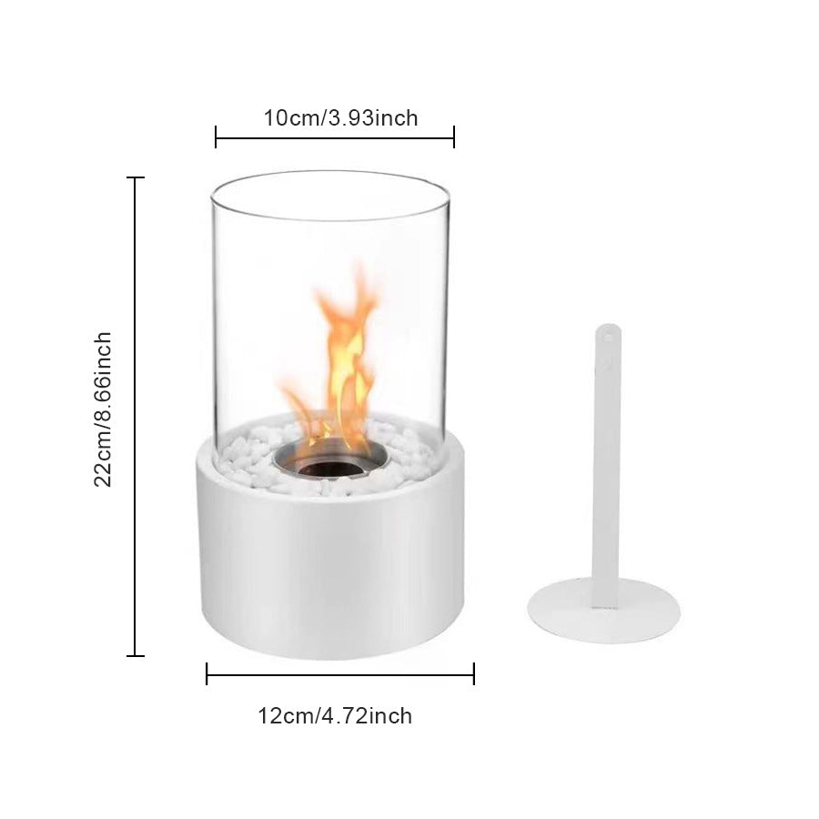 Desktop alcohol fireplace lamp indoor stainless steel small portable heating stove round glass creative atmosphere lamp