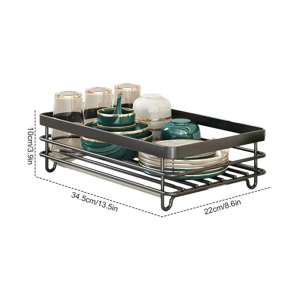 Dish Drying Rack Adjustable Kitchen Plate Storage Rack with Drain Board Sink Countertop Cutlery Storage Rack