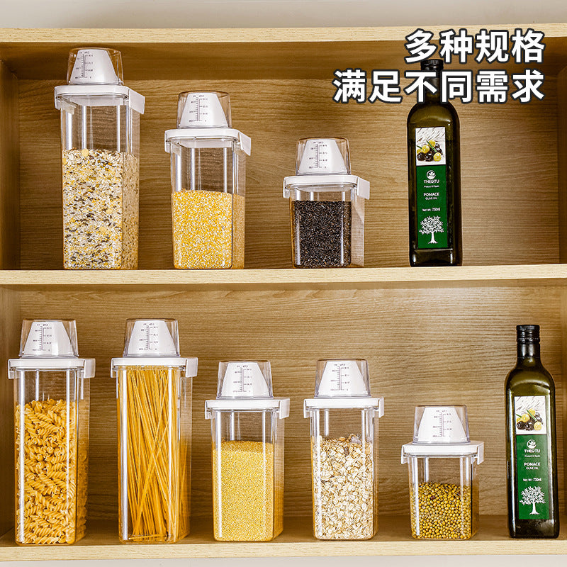 Kitchen grain storage jar grain storage jar transparent rice bucket flour jar plastic sealed jar storage box