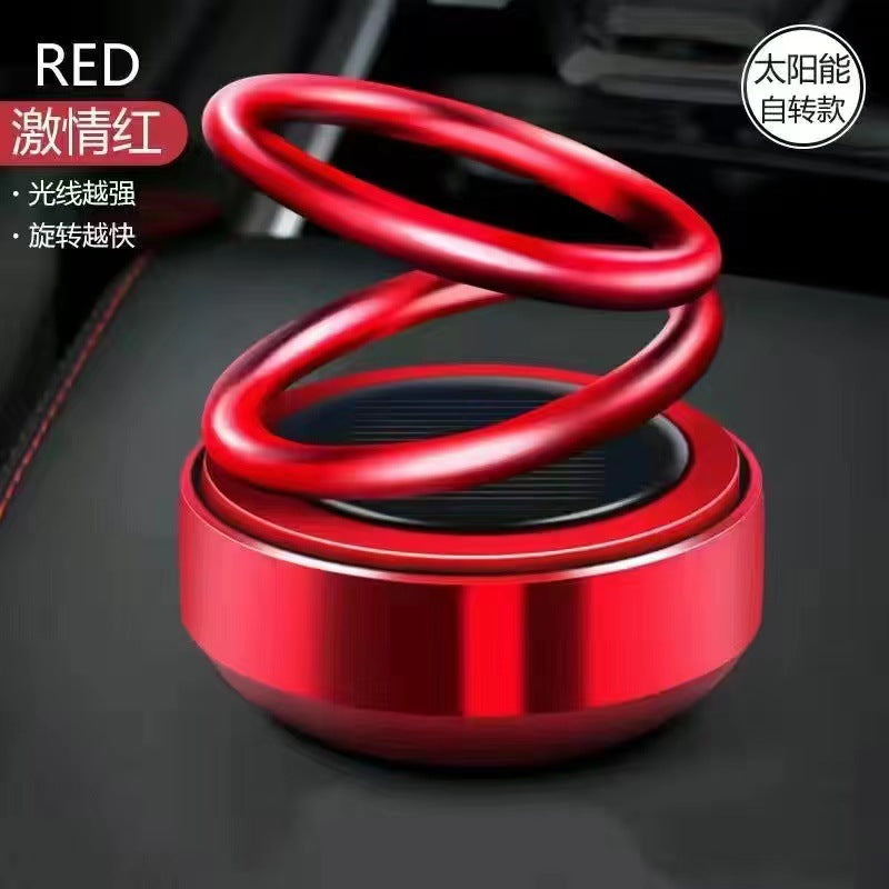Car Aromatherapy Solar Double Ring Suspended Rotating Ornaments Creative Car Interior Decorations