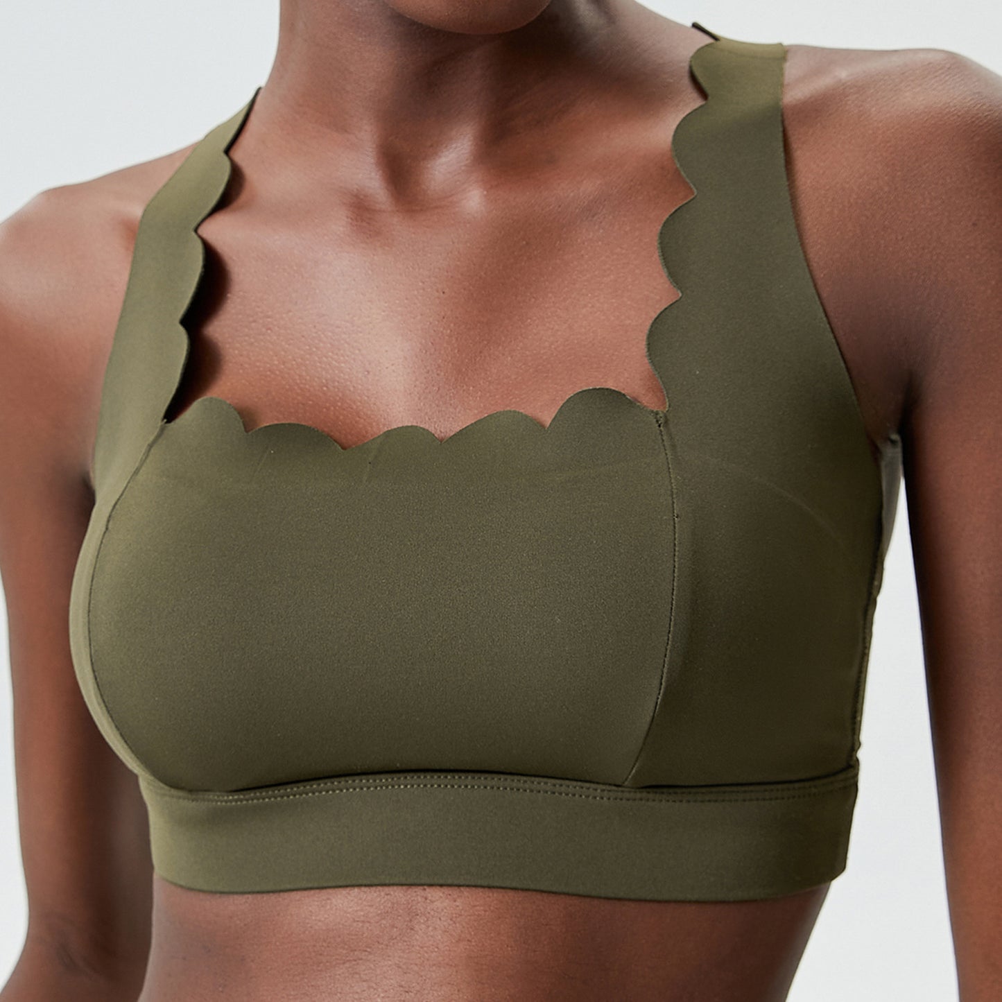 Small wave plastic elastic liquid glue sports underwear women's large size cross-border tight seamless quick-drying fitness yoga bra