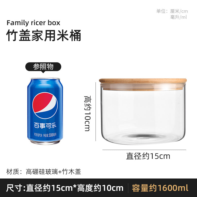 Manufacturers directly supply high borosilicate glass sealed jars kitchen sealed storage jars tea cans wooden lid glass storage jars