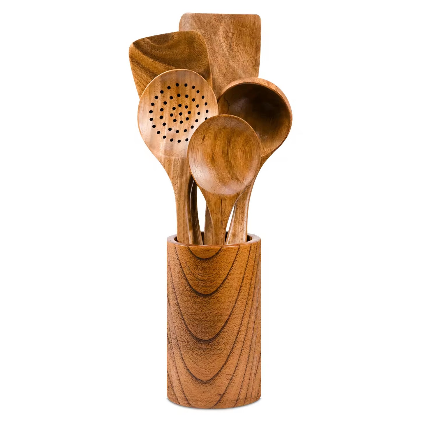 Teak cooking set Acacia wood kitchenware long handle spatula vegetable spatula solid wood spatula spoon fork non-stick pan kitchen 10 piece set